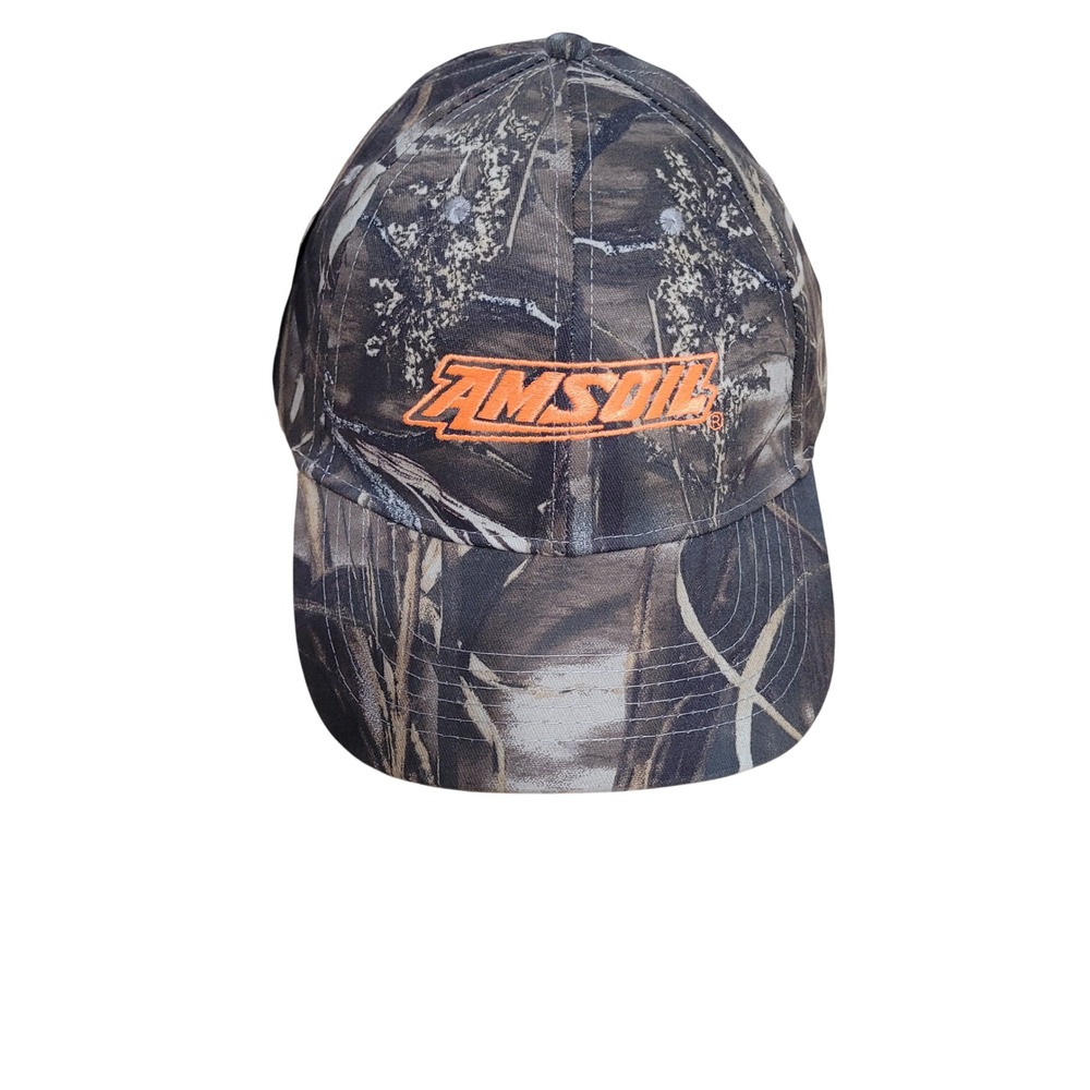 Amsoil Realtree Max-4 Camo Snapback Hat Mens Orange Embroidered Logo  Cap